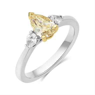 Platinum Yellow Pear Diamond Engagement Ring 0.90ct thumbnail 
