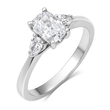 Platinum Three Stone Cushion Diamond Engagement Ring 1.26ct thumbnail 