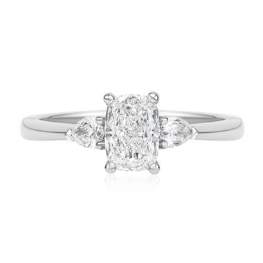 Platinum Three Stone Cushion Diamond Engagement Ring 1.26ct thumbnail