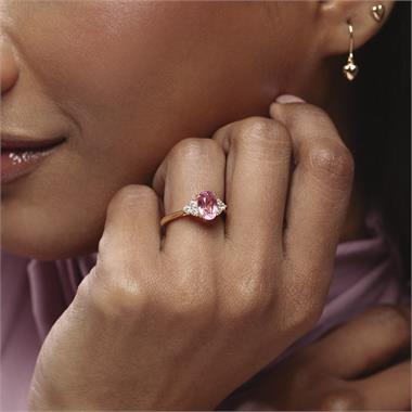 18ct Yellow Gold Pink Spinel and Diamond Ring thumbnail