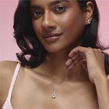 Camellia 18ct White Gold Morganite and Diamond Teardrop Earrings thumbnail