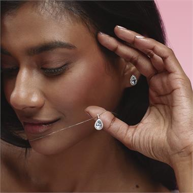 Camellia 18ct White Gold Aquamarine and Diamond Teardrop Earrings thumbnail