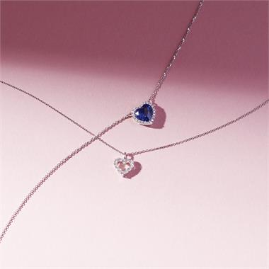 18ct White Gold Open Heart Design Diamond Necklace 0.16ct thumbnail