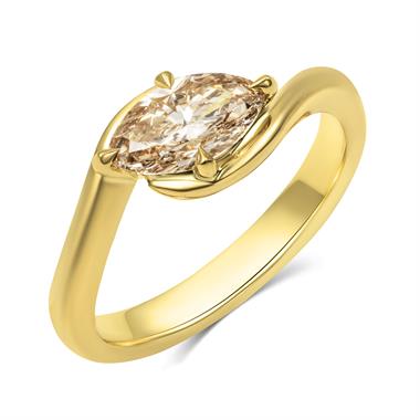 18ct Yellow Gold Champagne Marquise Diamond Engagement Ring 1.04ct thumbnail 