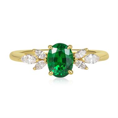 18ct Yellow Gold Tsavorite Garnet and Diamond Ring thumbnail