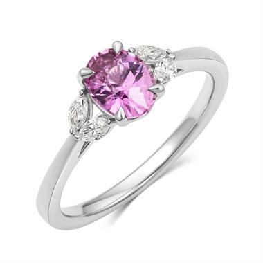 Platinum Pink Sapphire and Diamond Engagement Ring 1.00ct thumbnail 