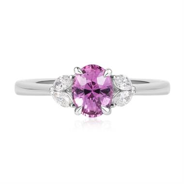 Platinum Pink Sapphire and Diamond Engagement Ring 1.00ct thumbnail