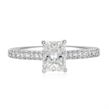 Platinum Radiant Cut Diamond Solitaire Engagement Ring 1.26ct thumbnail