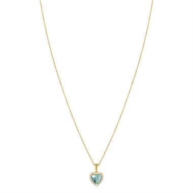 18ct Yellow Gold Black Opal and Diamond Halo Heart Pendant thumbnail