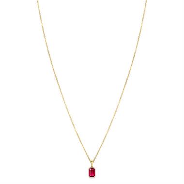 18ct Yellow Gold Emerald Cut Ruby Pendant thumbnail