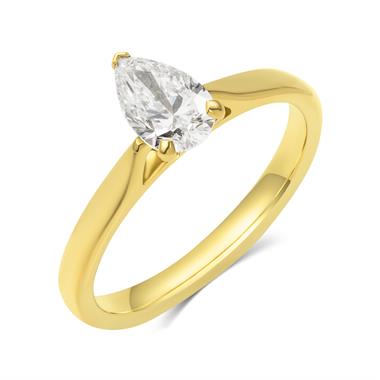 18ct Yellow Gold Diamond Pear Shape Solitaire Engagement Ring 0.70ct thumbnail 
