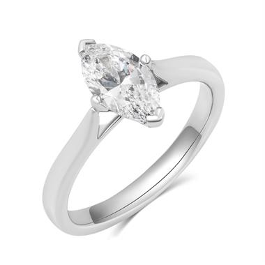 Platinum Marquise Cut Diamond Solitaire Engagement Ring 1.00ct thumbnail 