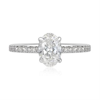 Platinum Lab Grown Oval Diamond Engagement Ring 1.00ct thumbnail