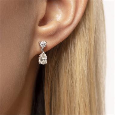 Platinum Pear Diamond Drop Earrings 1.56ct thumbnail