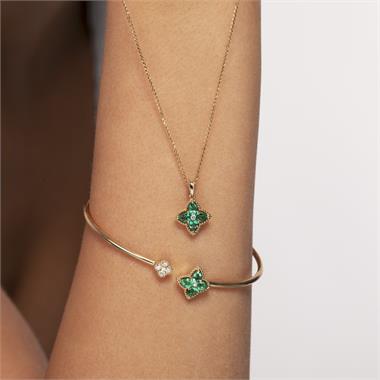 Fleur 18ct Yellow Gold Emerald Bangle thumbnail