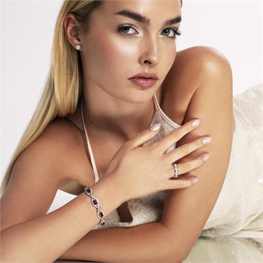 18ct White Gold Rhodolite Garnet and Diamond Bracelet thumbnail