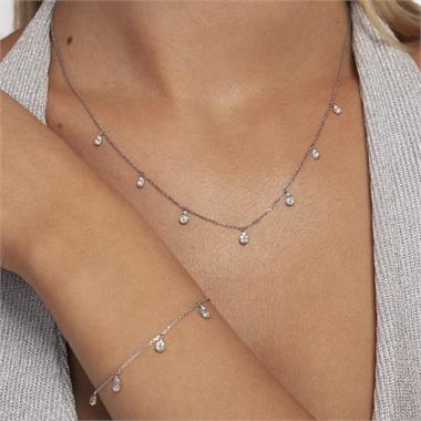18ct White Gold Diamond Station Necklace 0.30ct thumbnail