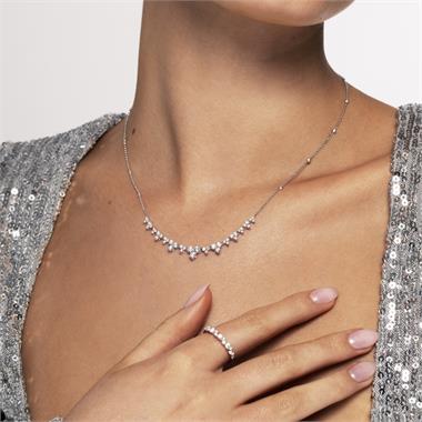 18ct White Gold Diamond Trefoil Design Necklace thumbnail