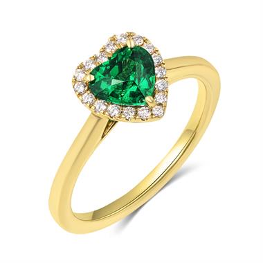18ct Yellow Gold Heart Tsavorite Halo Engagement Ring thumbnail 