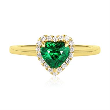 18ct Yellow Gold Heart Tsavorite Halo Engagement Ring thumbnail