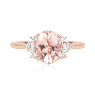 18ct Rose Gold Morganite and Diamond Ring 1.60ct thumbnail
