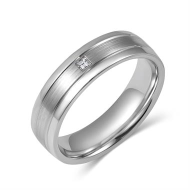 Platinum Diamond Set Wedding Ring 0.05ct thumbnail 