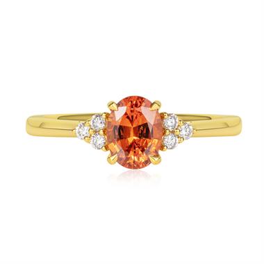 18ct Yellow Gold Oval Mandarin Garnet and Diamond Ring thumbnail