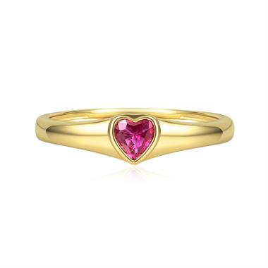 18ct Yellow Gold Heart Shape Ruby Signet Ring thumbnail