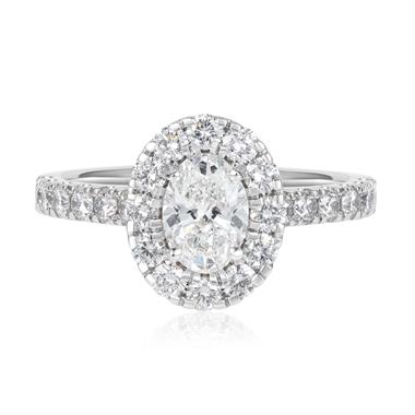 Platinum Oval Diamond Halo Engagement Ring 1.54ct thumbnail