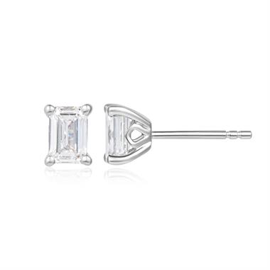 18ct White Gold Lab Grown Emerald-Cut Diamond Earrings 1.40ct thumbnail 