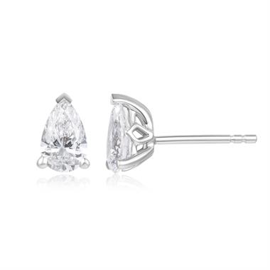 18ct White Gold Lab Grown Pear Shape Diamond Earrings 1.40ct thumbnail 