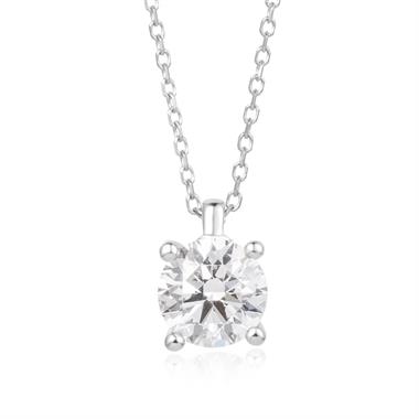 18ct White Gold Lab Grown Round Diamond Necklace 1.00ct thumbnail 