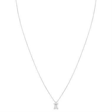 18ct White Gold Lab Grown Emerald-Cut Diamond Necklace 1.00ct thumbnail