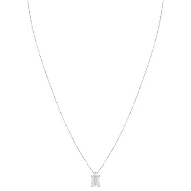 18ct White Gold Lab Grown Emerald-Cut Diamond Necklace 1.50ct thumbnail