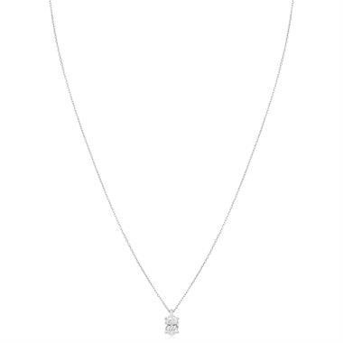 18ct White Gold Lab Grown Oval-Cut Diamond Necklace 1.00ct thumbnail