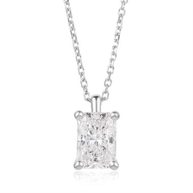 18ct White Gold Lab Grown Radiant-Cut Diamond Necklace 1.00ct thumbnail 