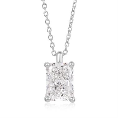 18ct White Gold Lab Grown Radiant-Cut Diamond Necklace 1.50ct thumbnail 
