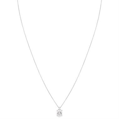 18ct White Gold Lab Grown Oval-Cut Diamond Necklace 1.50ct thumbnail