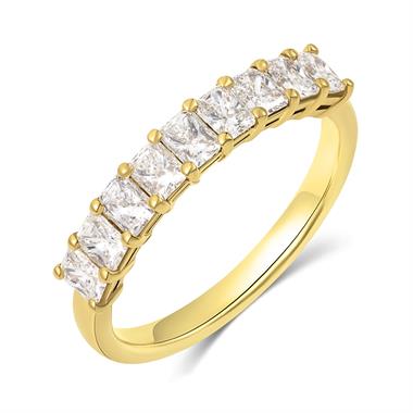 18ct Yellow Gold Radiant Diamond Half Eternity Ring 1.00ct thumbnail 