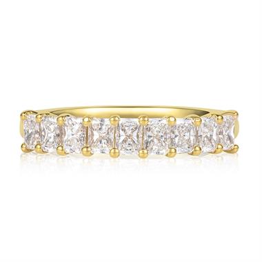 18ct Yellow Gold Radiant Diamond Half Eternity Ring 1.00ct thumbnail