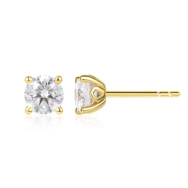18ct Yellow Gold Lab Grown Round Diamond Earrings 1.40ct thumbnail 
