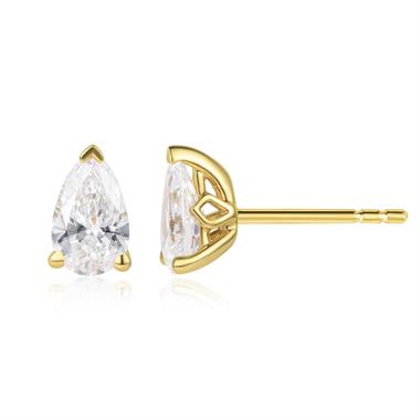 18ct Yellow Gold Lab Grown Pear Shape Diamond Earrings 1.40ct thumbnail 