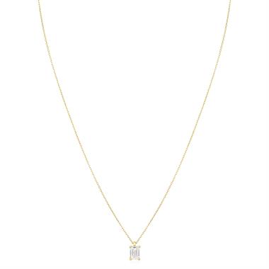 18ct Yellow Gold Lab Grown Emerald-Cut Diamond Necklace 1.00ct thumbnail