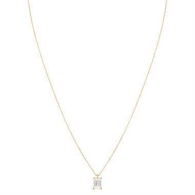 18ct Yellow Gold Lab Grown Emerald-Cut Diamond Necklace 1.50ct thumbnail