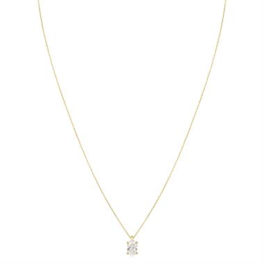 18ct Yellow Gold Lab Grown Oval-Cut Diamond Necklace 1.00ct thumbnail