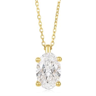 18ct Yellow Gold Lab Grown Oval-Cut Diamond Necklace 1.50ct thumbnail 