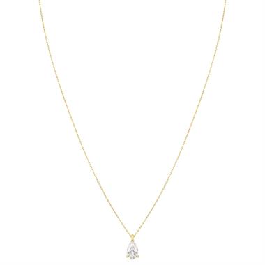 18ct Yellow Gold Lab Grown Pear Shape Diamond Necklace 1.50ct thumbnail