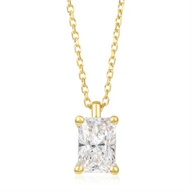 18ct Yellow Gold Lab Grown Radiant-Cut Diamond Necklace 1.00ct thumbnail 