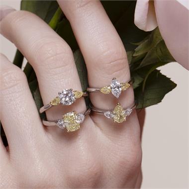 Platinum Yellow Pear Diamond Engagement Ring 0.90ct thumbnail
