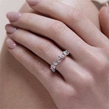 18ct White Gold Mixed Fancy Cut Diamond Half Eternity Ring thumbnail